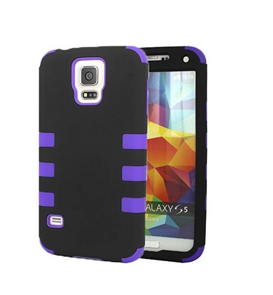 Samsung Galaxy S5 i9600 Case Cover  Hard Plastic Snap on with Soft Silicone purple
